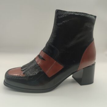 BOTINES PITILLOS DE MUJER 10835 COMBINADO NEGRO-CUERO