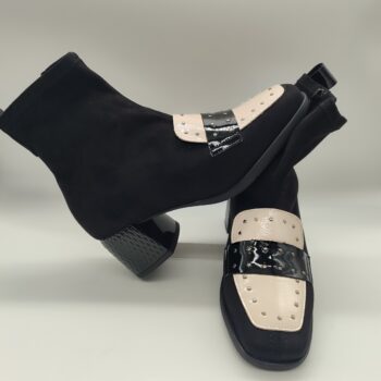 BOTÍN D´CHICAS CIMBINADO NEGRO BEIGE Mº 4740