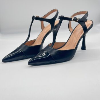 ZAPATOS BUONAROTTI DE MUJER SALON TACÓN ALTO HEBILLA PUNTA NEGRO