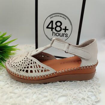 48 HORAS SANDALIA CERRADA M 614110/34 PIEL CREMA