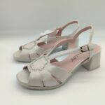 SANDALIA DE PIEL CON TACÓN PITILLOS 11215 ORO PARA MUJER