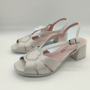 SANDALIA DE PIEL CON TACÓN PITILLOS 11215 ORO PARA MUJER