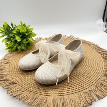 MANOLETINA NIÑA TOKOLATE LINO CON LAZO DE TUL Mº1127TL-23