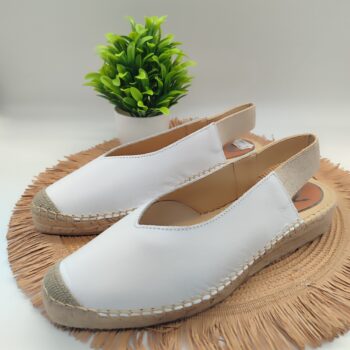 ALPARGATAS DE ESPARTO DE MUJER PIEL BLANCA, SALVI Mº 132-133